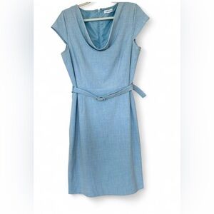 Calvin Klein Light Blue Cowl Neck Sheath Dress